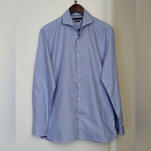 MANGO MAN Men's Stripes Light Blue Tailored French Cuffs Dress Shirt Size S NWOT